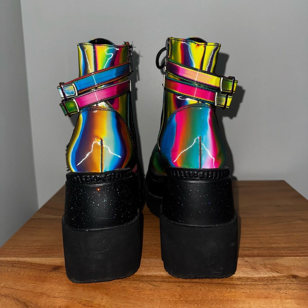 RARE Demonia Shaker 52 Holographic Platform Boots - Picture 6 of 12